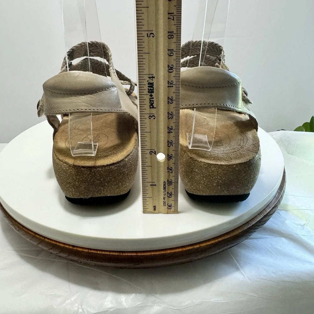 Taos Leather Boho Beach Comfy Tan Strappy Braided Trulie Sandals Women US 9-9.5